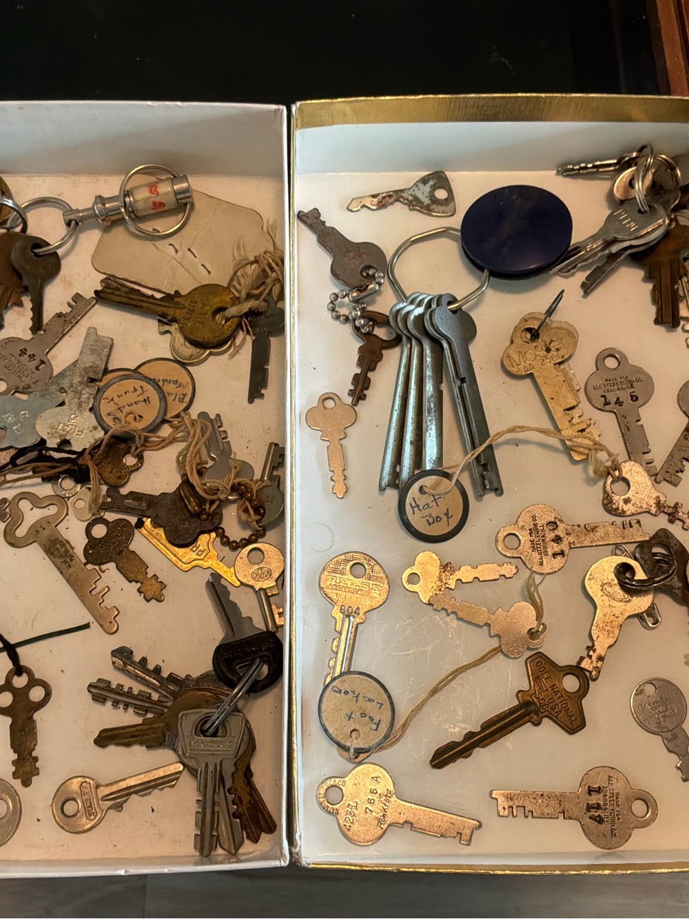60 + Unbranded Vintage Brass & Silver Key Assortment - Gold, Silver, Black